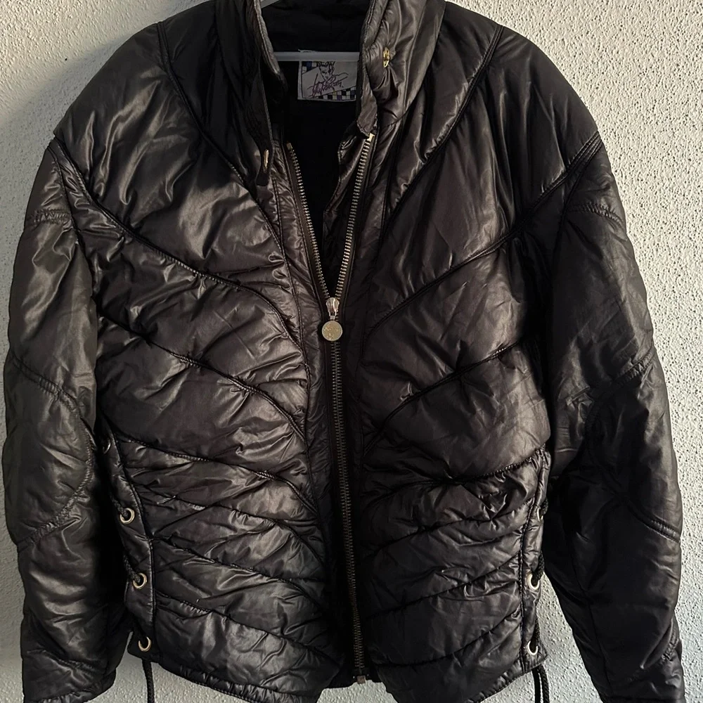 High Society Vintage 90s Glam Lace Ski Puffer Jacket Womens Italian Made - Picture 1 of 7